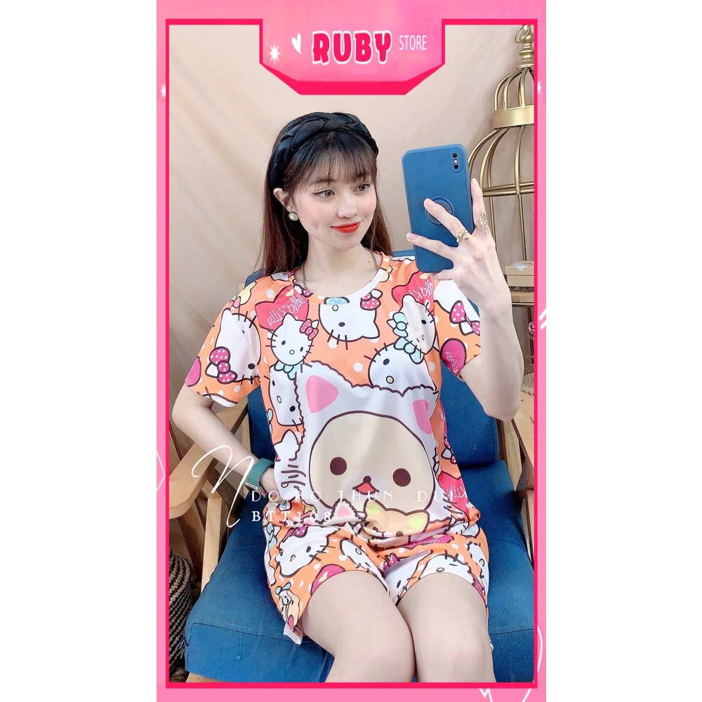 Đồ bộ nữ mặc nhà chất thun mềm mát in hình hoạt hình dễ thương BTT108