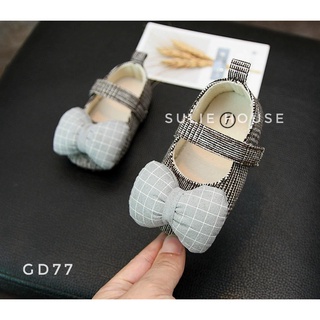 Giày búp bê kẻ đính nơ - GD77