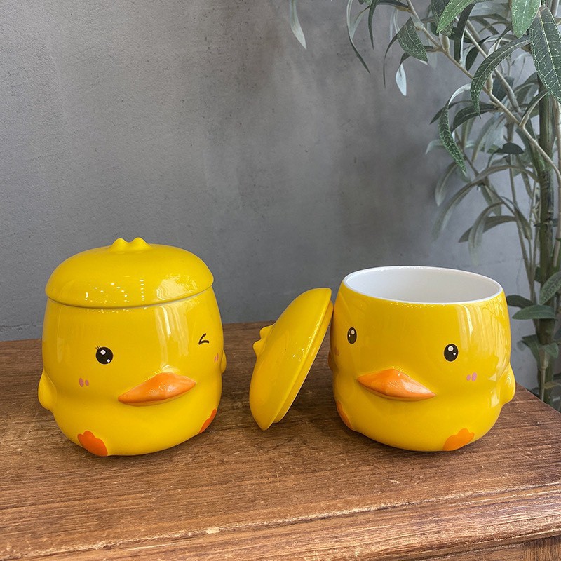 Cốc Sứ Cốc Uống Nước Uống Cafe Mỏ Vịt Màu Vàng Đáng Yêu Cute
