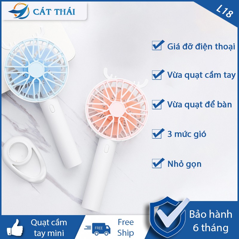 Quạt mini Cát Thái L18 quạt cầm tay  có giá đỡ ,quạt để bàn mini cầm tay tích điện hình đáng yêu siêu bền | WebRaoVat - webraovat.net.vn