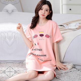 Đậu Ng trong Môi Hè [M-4XL] Cotton Cơn ác mộng ngắn tay Sinh viên mùa Hàn Quốc Phiên bản của bộ đồ ngủ nữ lỏng lẻ