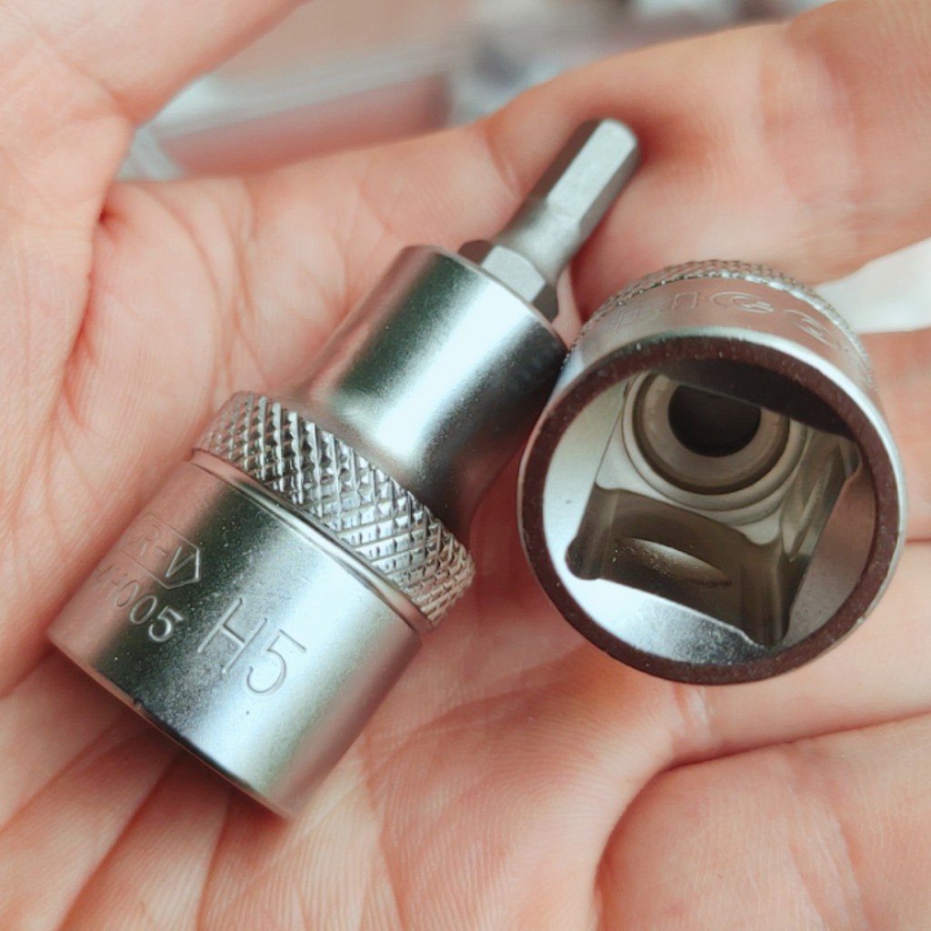 Lục giác 5mm chân khẩu 1/2inch, Đầu tuýp 1/2 inch bit lục giác 5mm, dùng cho súng bắn ốc, bu lông