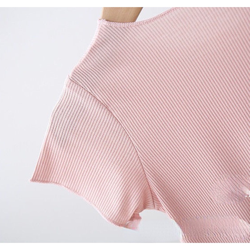 Áo Thun Công Chúa Mùa Hè Màu Trơn Thời Trang Hàn Quốc Cho Bé Gái 1-7 Tuổi