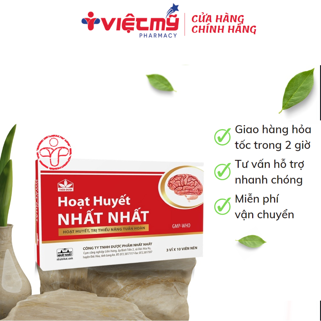 Viên uống Hoạt Huyết Nhất Nhất giảm chứng huyết hư, ứ trệ giúp máu lưu thông lên não tốt 30 viên Việt Mỹ Pharmacy