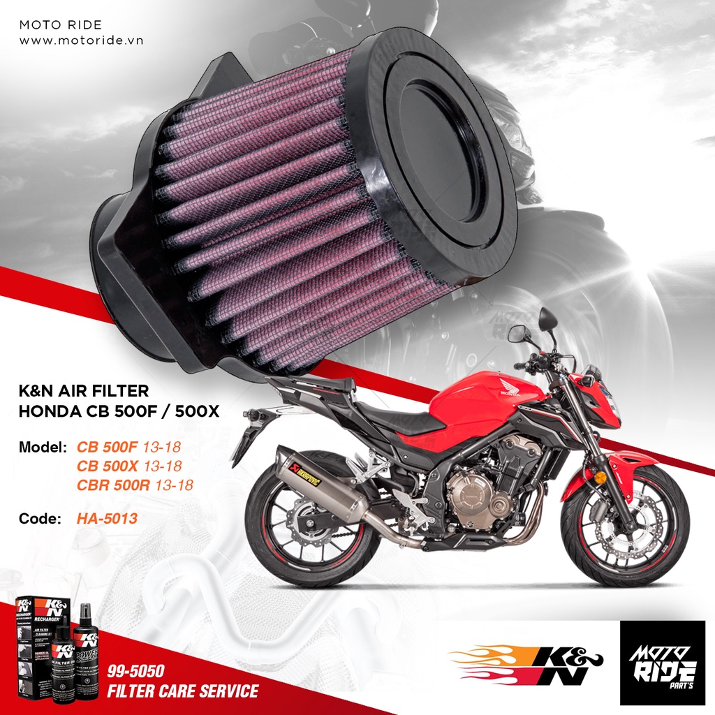 K&amp;N HA-5013 LỌC GIÓ ĐỘ CHO HONDA CBR500R / CB500X / CB500F