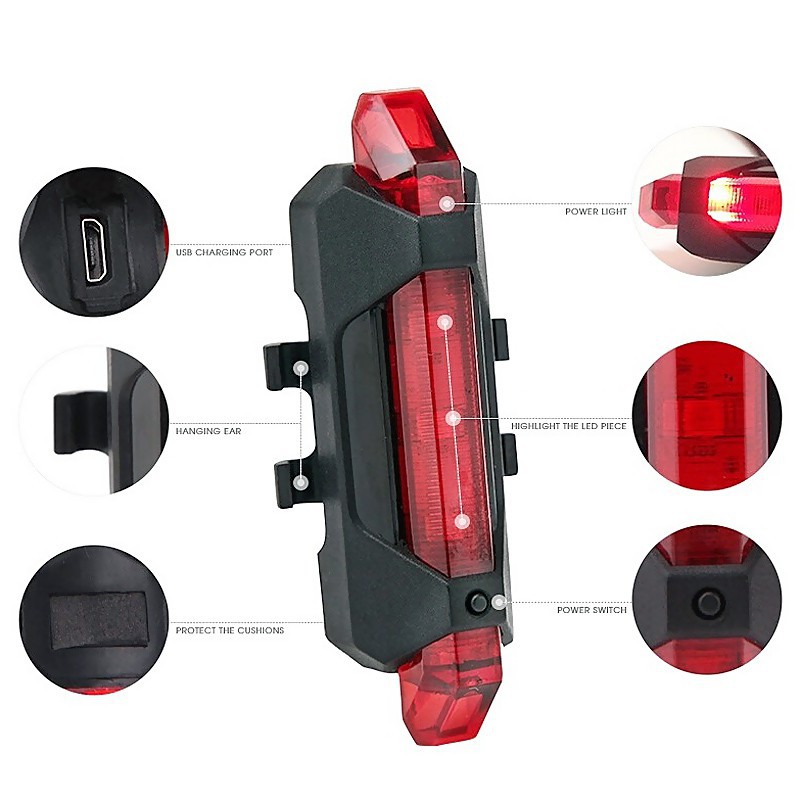 Đèn LED chiếu hậu ban đêm cho xe đạp có tích hợp sạc USB | BigBuy360 - bigbuy360.vn