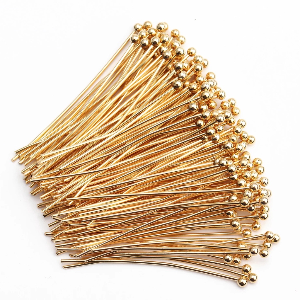 Set 100 Ghim Đầu Bi Bằng Thép Không Gỉ Mạ Vàng Dùng Làm Trang Sức DIY