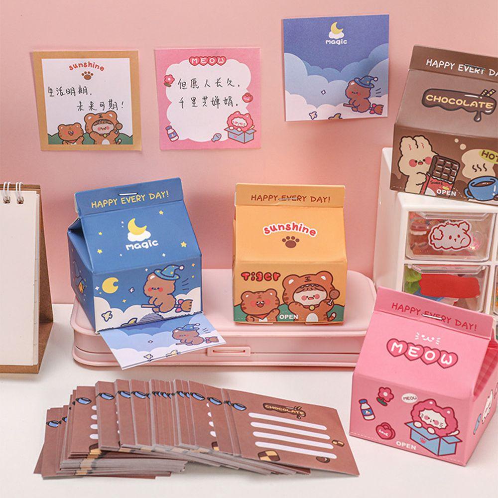 CHOOKEY Bộ 200 Tờ Giấy Ghi Chú Hình Hộp Sữa Độc Đáo Tiện Dụng ​Miếng Dán Trang Trí Bằng Giấy Thiết Kế Dễ Thương
