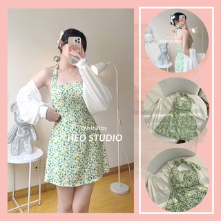 Set Đầm Hoa Nơ Cổ Kèm Áo Khoác Hèo Studio (Ảnh Thật + Video)