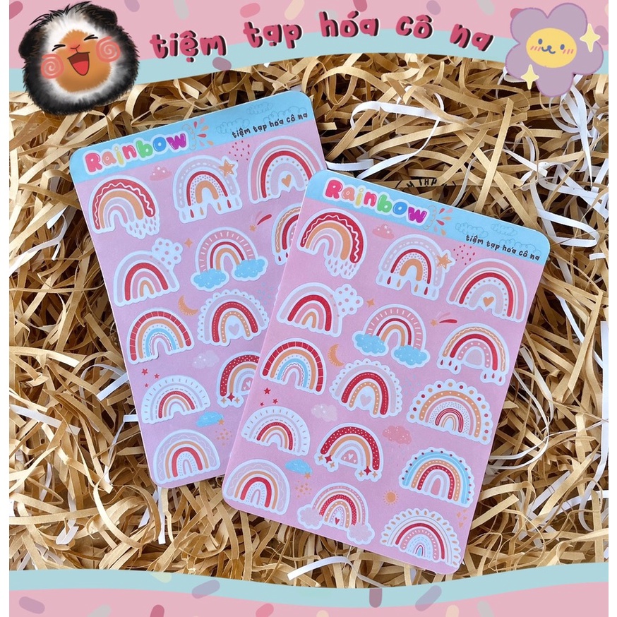 Sweet Rainbow Sticker Sheet / Hình dán cầu vồng trang trí sổ tay, bullet journal, planner - tiemtaphoacona