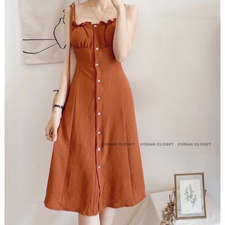 Đầm maxi hở lưng cam gạch