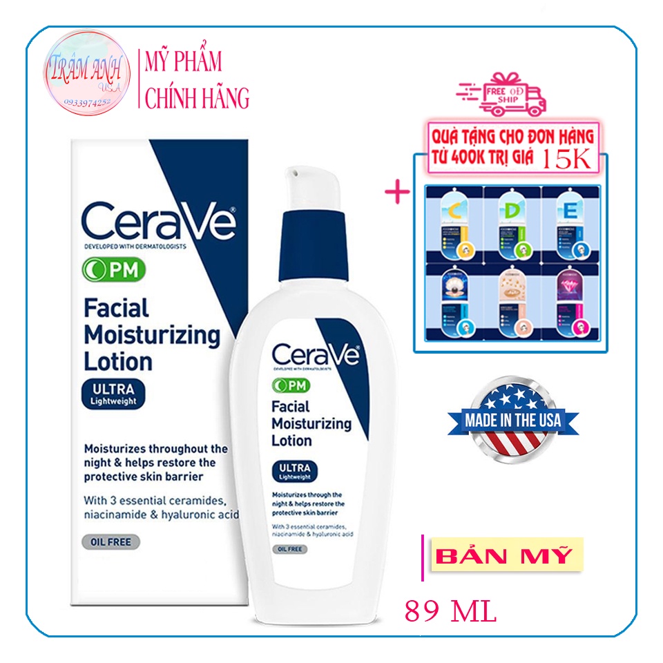 Kem dưỡng da ban đêm CeraVe Facial Moisturizing Lotion PM (4% Niacinamide)