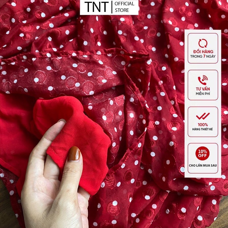 Váy đuôi cá chấm bi, đầm thiết kế đuôi cá dấu bụng siêu tốt, ảnh shop tự chụp