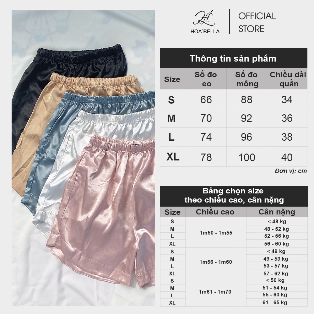 [Mã LT50 giảm 50k đơn 250k] Quần Short Nữ HOABELLA Lụa Satin Cao Cấp Mềm Mịn Thoáng Mát