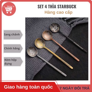 [HOT] Set 4 thìa Starbucks sang chảnh tặng kèm hộp – Làm quà tặng Noel thì cực đỉnh lunn ạ ^^
