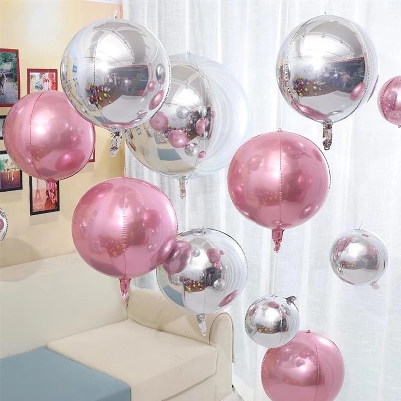 Bong Bóng Lõi Nhôm Hình Tròn 4D 22 Inch Trang Trí Tiệc Sinh Nhật/Tiệc Cưới