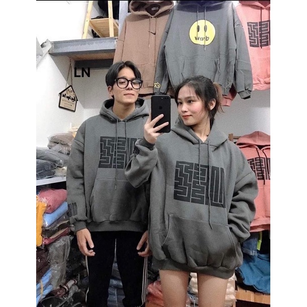 Áo hoodie nỉ cotton ma trận LN12
