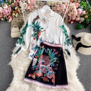 [ORDER] SET ĐẦM CÔNG SỞ HOẠ TIẾT LỆCH NÚT ĐỦ SIZE
