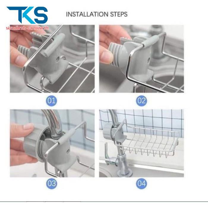 Kệ để đồ rửa chén cạnh vòi rửa chất liệu inox 304 chắc chắn