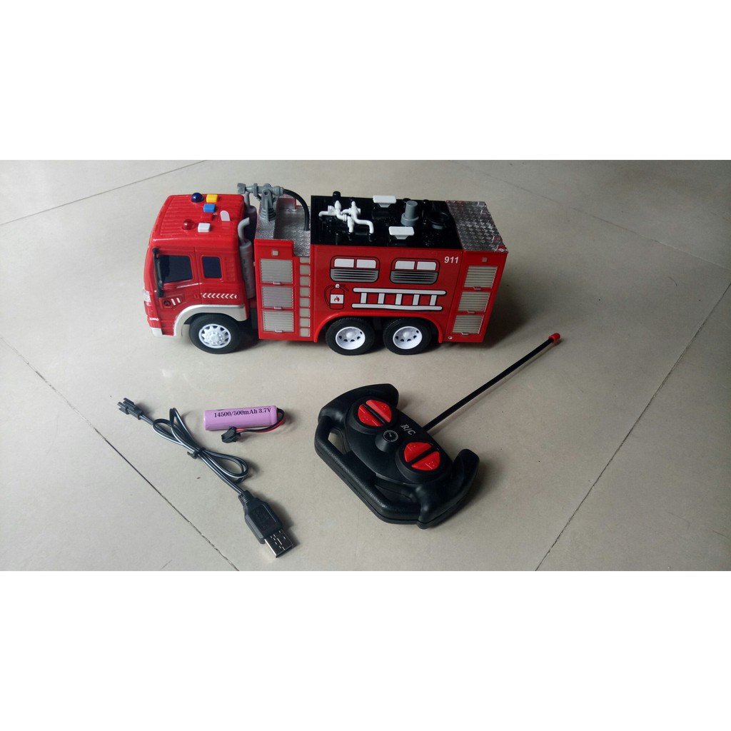 Xe cứu hỏa màu đỏ phun nước tỉ lệ 1:16 hãng san you toys điều khiển từ xa