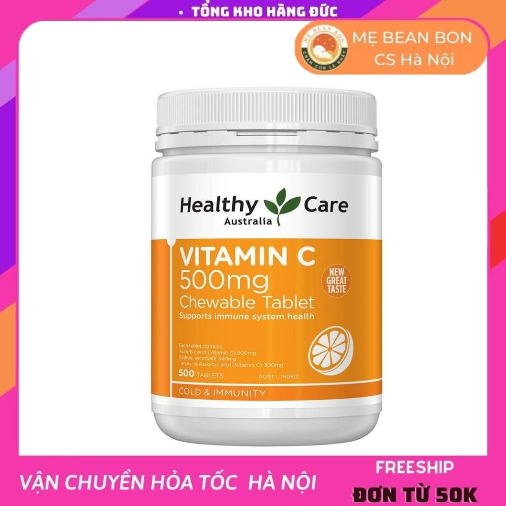 [Tem Chemist- 500 viên] Viên Uống Vitamin C 500mg Healthycare giúp Tăng cường sức đề kháng,giúp da sáng mịn
