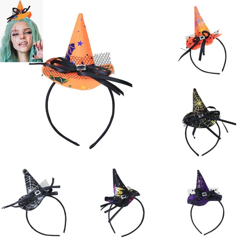 Cài tóc mũ phù thủy lễ hội Halloween bữa tiệc đầu lâu mạng nhện ma phụ kiện tạo bầu không khí biểu diễn