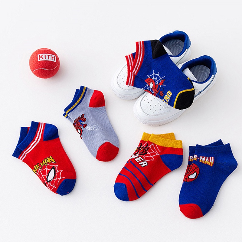 Vớ cotton Cổ Ngắn In Hoạt Hình Người Nhện Thời Trang Xuân Thu Cho Bé Trai