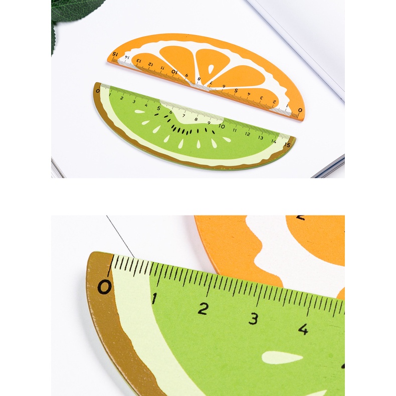 Thước Gỗ Hình Trái Cây Hoạt Hình Hàn Quốc Sáng Tạo Dễ Thương Kích Thước 15cm