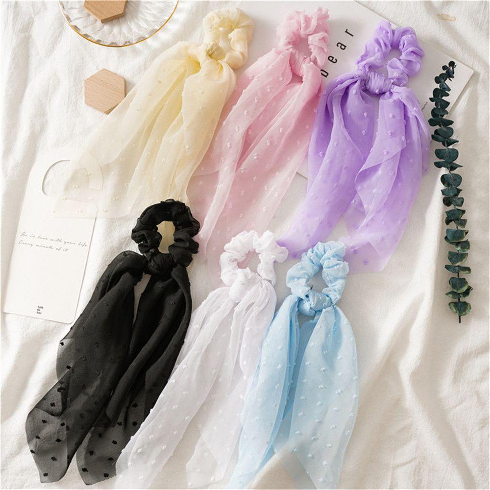 HS Dây Buộc Tóc Đuôi Ngựa Chất Liệu Chiffon Phối Ruy Băng Thời Trang Mùa Hè