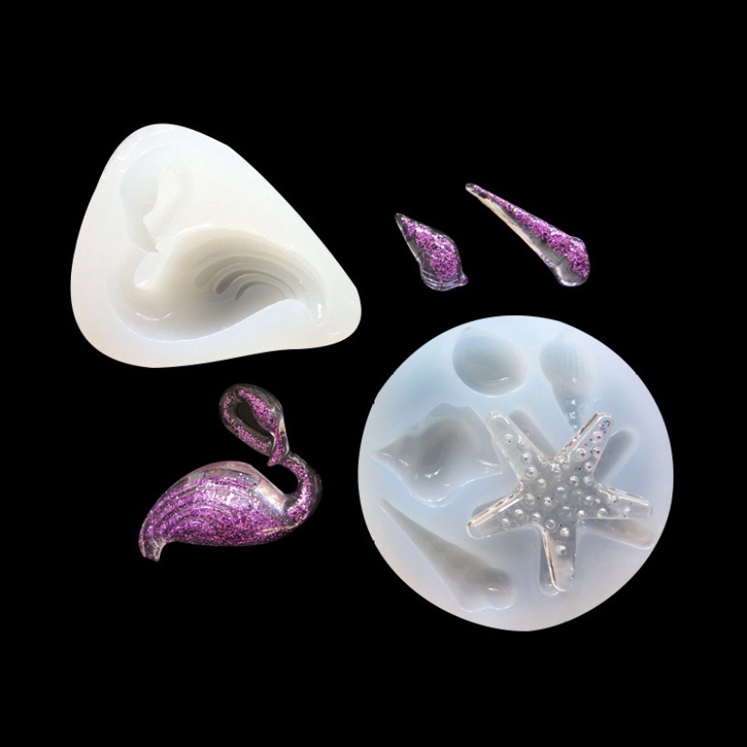 Khuôn Silicone Làm Mặt Dây Chuyền Hình Sao Biển / Hồng Hạc 3d Độc Đáo