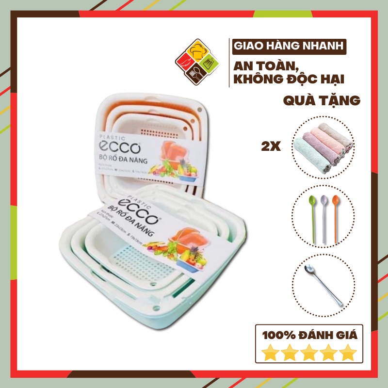 Rổ nhựa 6 món Ecoco rổ rửa rau bằng nhựa Việt Nhật tiện lợi (Giao Màu Ngẫu Nhiên)