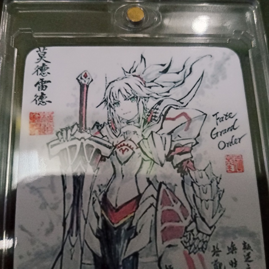 Thẻ thư pháp Anime Mordred Hiệp Sĩ Phản Nghịch Saber Londinium tặng vỏ bảo vệ top loader 1963 8