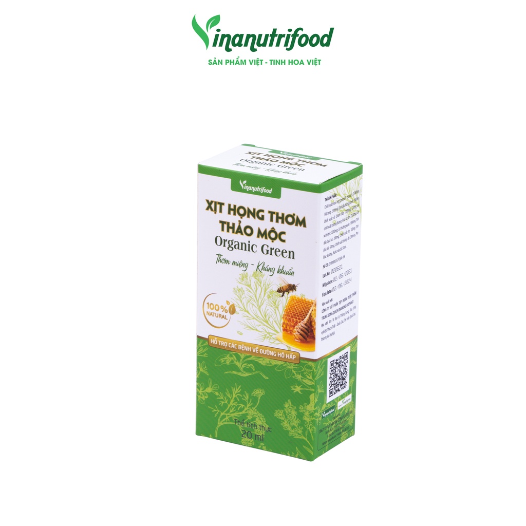 Xịt thảo mộc organic Vinanutrifood mùi thơm nhẹ nhàng loại bỏ các vi khuẩn gây mùi ngăn mùi hiệu quả