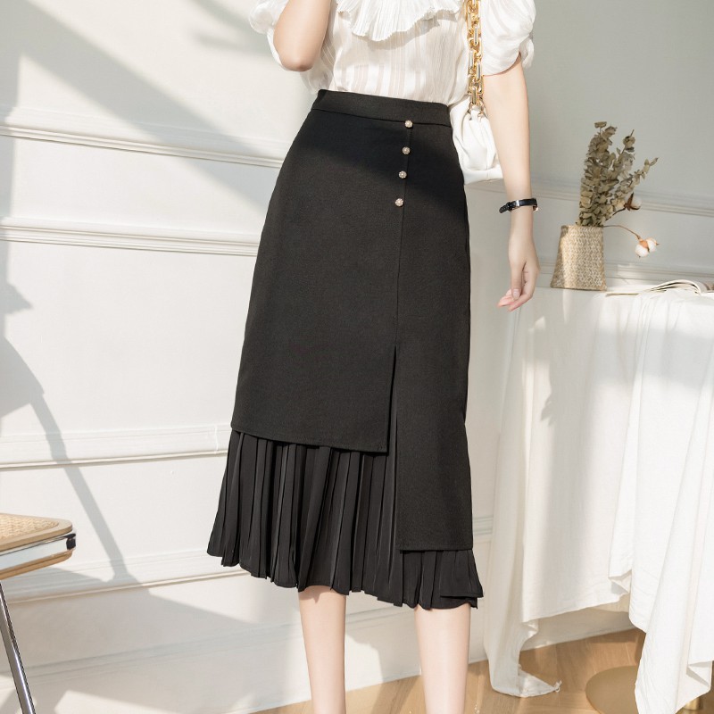 Chân Váy Lưng Cao Xếp Ly Thiết Kế Lệch Tà Cá Tính Cho Nữ | BigBuy360 - bigbuy360.vn