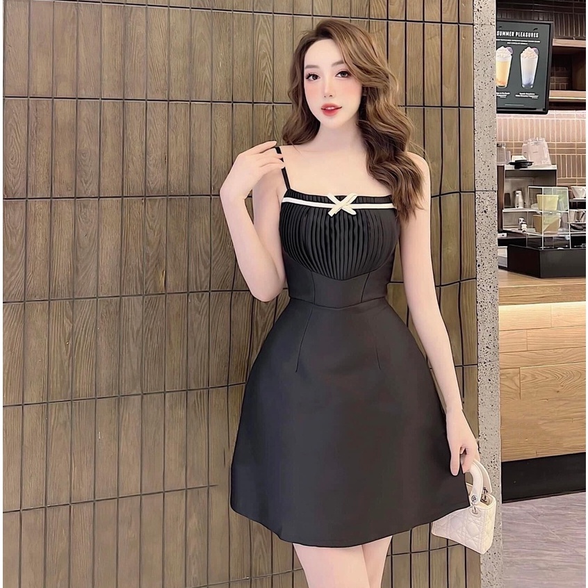 Đầm Váy LITA Boutique V28 Hai Dây Ngực Dập Ly Có Lót Ngực - Vải Tafta - Đi Chơi, Tiệc xinh lại sang