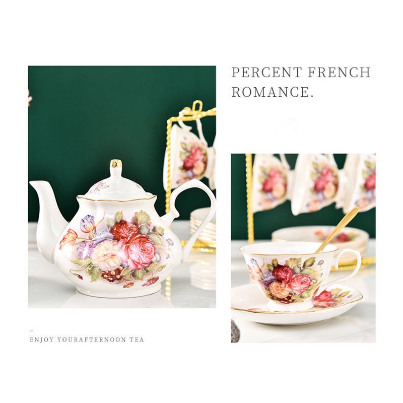 Bộ Ấm Trà 1 / 2 Tách Cà Phê Bằng Sứ Cao Cấp Phong Cách Châu Âu