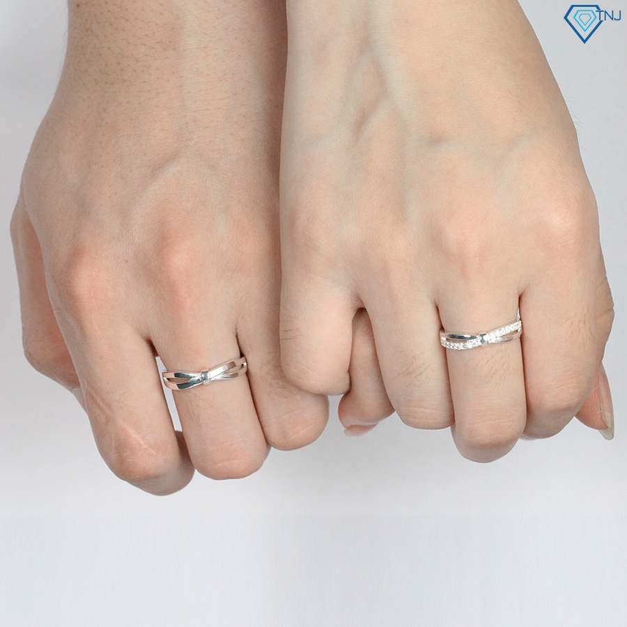 Nhẫn bạc cặp 925 nam nữ đính đá khắc tên ND0408 Trang Sức TNJ