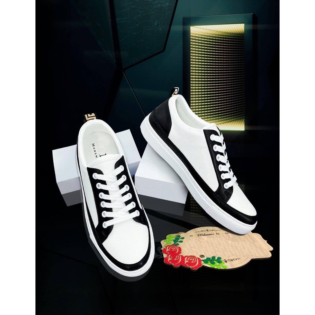 Giày sneaker nam thể thao Trắng viền đen siêu đẹp
