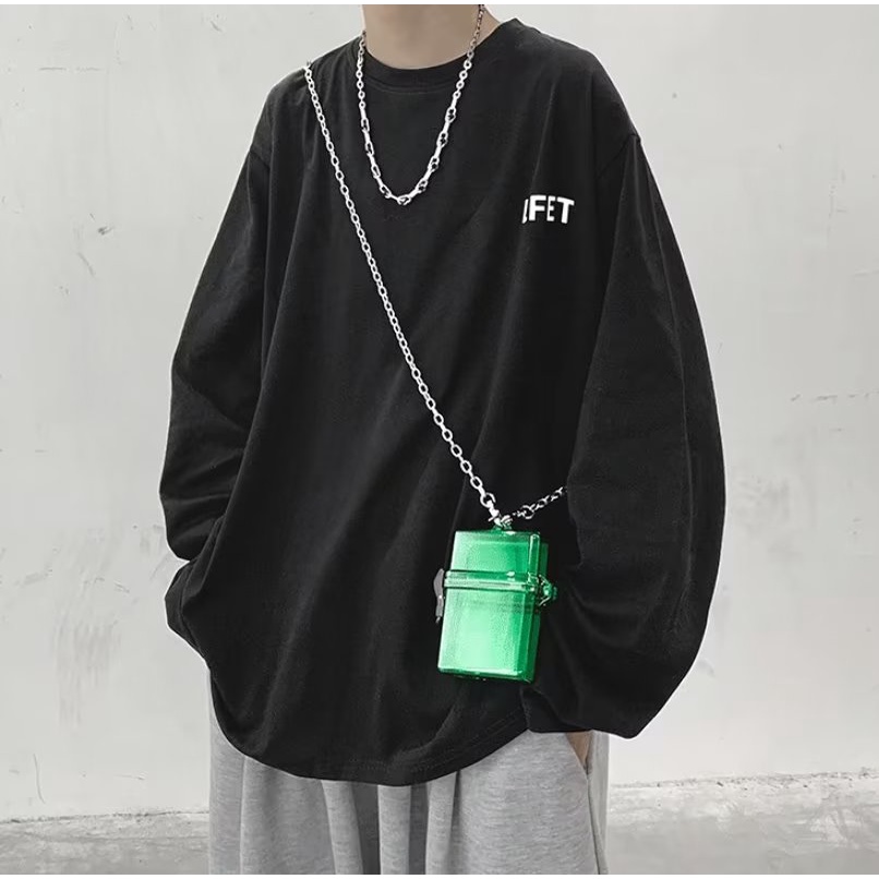 Áo Thun Tay Dài Oversize Chất Liệu Cotton In Họa Tiết Chữ Thời Trang Mùa Hè Cho Nam Và Nữ SIze M-8XL