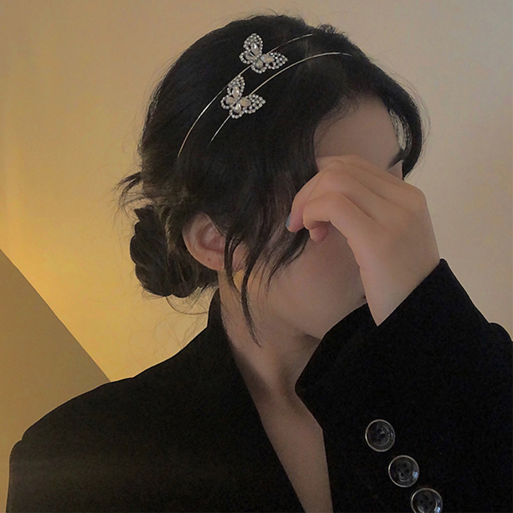 Băng Đô Cài Tóc Hình Bướm Chất Liệu Hợp Kim Lấp Lánh Nhiều Màu Phong Cách Hàn Quốc 2life