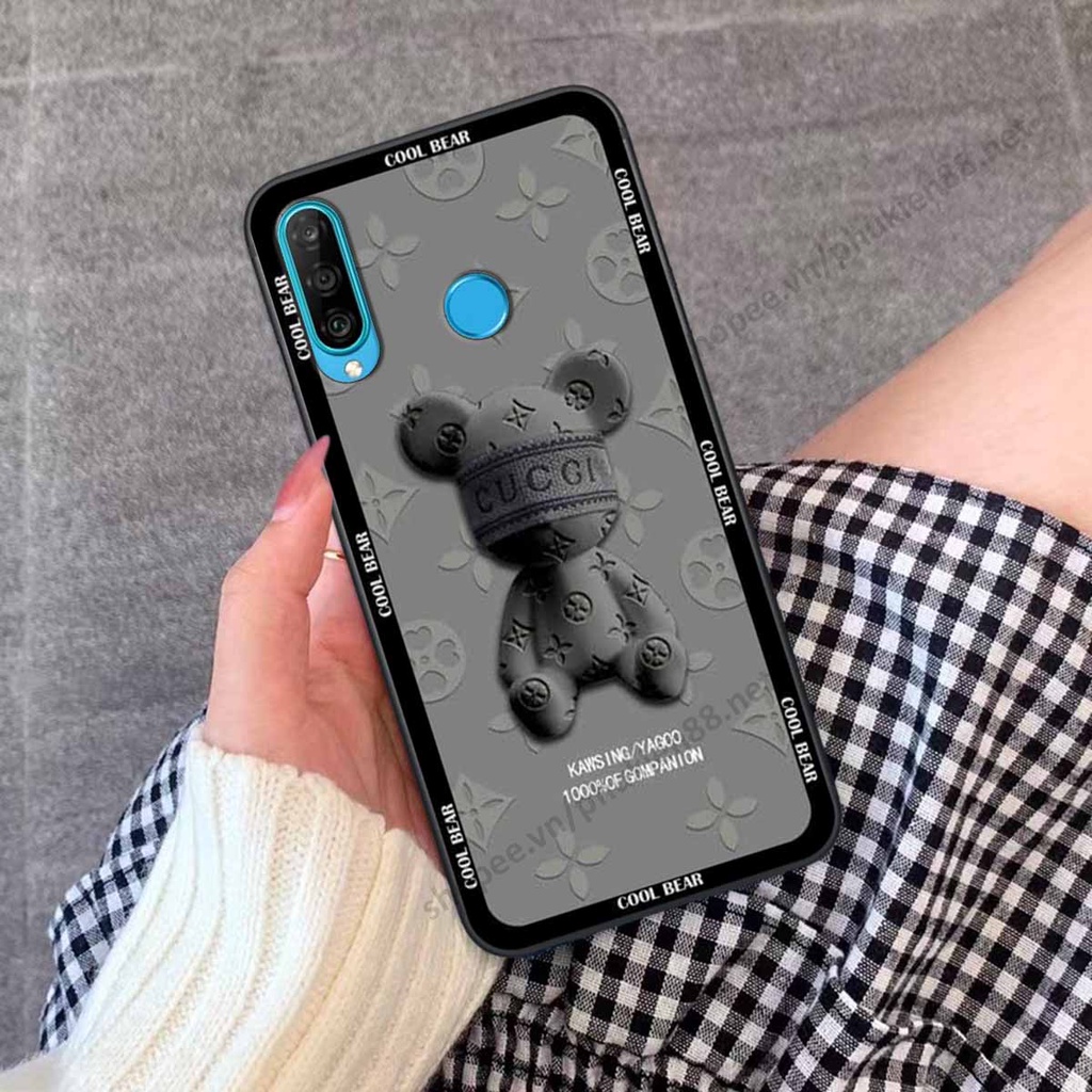 Ốp Huawei Nova 4e / P30 Lite bear, k@ws thương hiệu phong cách ốp lưng thời trang cao cấp
