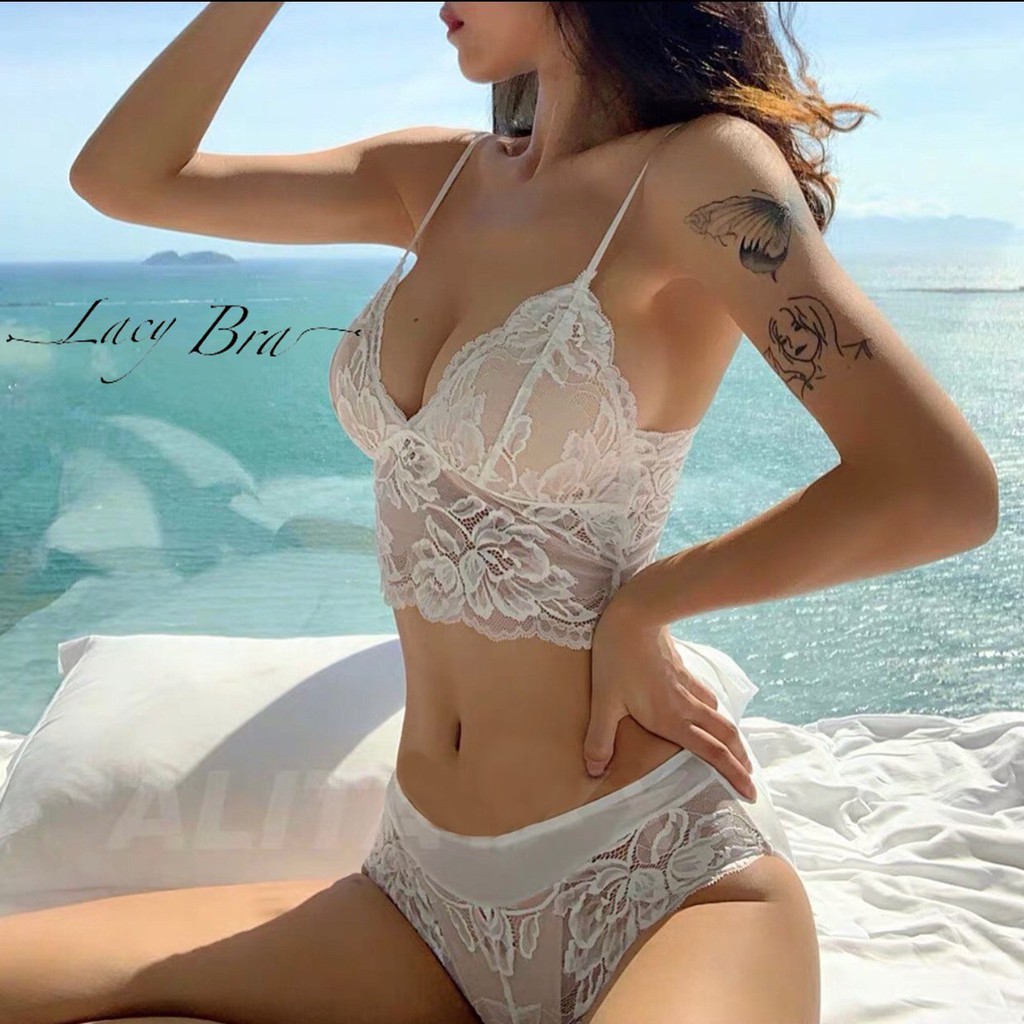 Bộ Đồ Lót Ren Hoa Mềm Dáng Bra Đệm Mỏng Sexy Lacy Bra - B12 | BigBuy360 - bigbuy360.vn