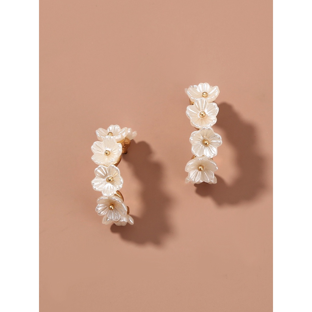 Khuyên tai Bamoer AIE085 kiểu mặt hoa thời trang cho nữ