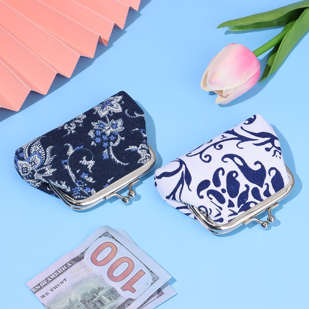 Ví cầm tay MIHAN1 bằng vải canvas có khóa cài in hoa phong cách vintage thời trang cho nữ