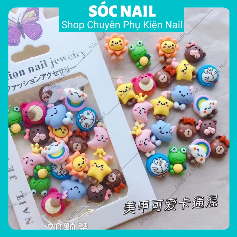 Charm Gấu Thạch Gắn Móng, Charm Hoạt Hình Trang Trí Nail Mix Màu Dễ Thương