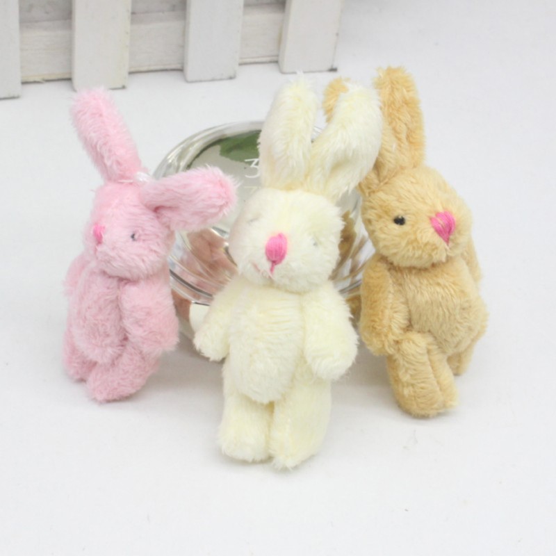 Dream house  6cm Realistic Dollhouse Plush Doll Soft Stuffed Rabbits Bunny Toys Miniature Decoration Doll Mini Joint Rabbit Pendant