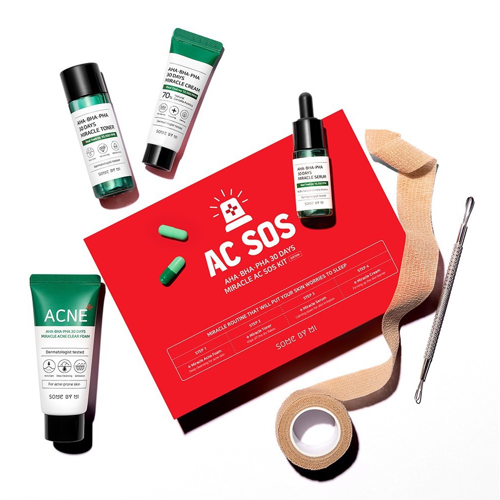 Bộ Kit 4 món giảm mụn dưỡng da Some By Mi AHA - BHA - PHA 30 Days Miracle AC SOS Kit | BigBuy360 - bigbuy360.vn