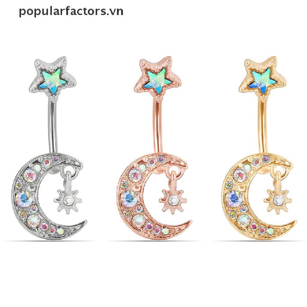 Khuyên Rốn Hình Trăng Sao Bằng Thép Không Gỉ