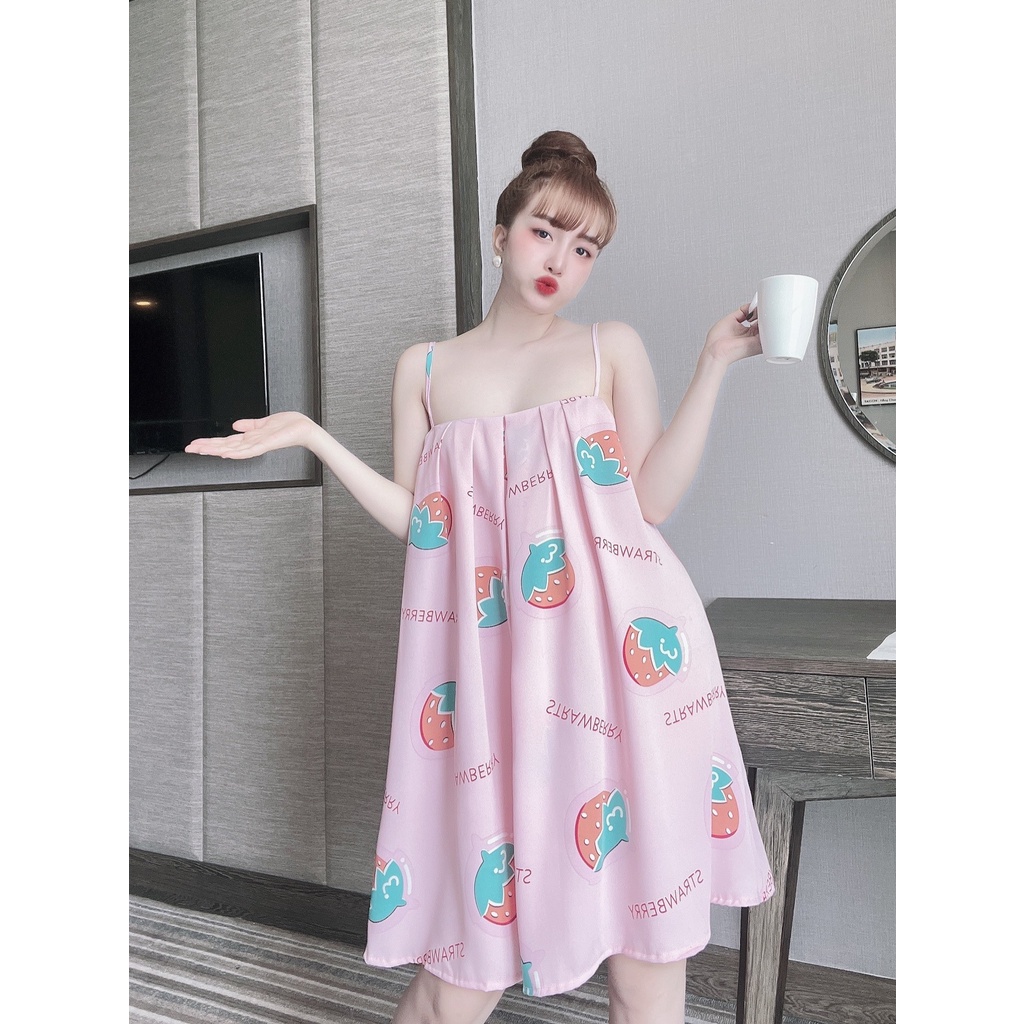 Đầm lụa Mango dập ly, hoạ tiết siêu cute