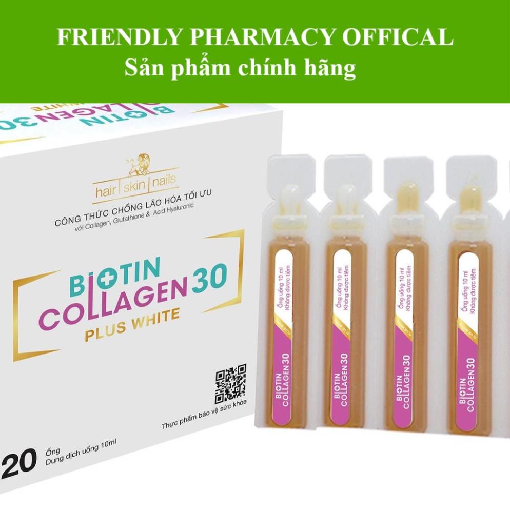 {Mới} Biotin Collagen 30 plus white- Hỗ trợ đẹp da, dày tóc, ngăn ngừa lão hóa, cân bằng nội tiết tố (Hộp 20 ống 10ml)